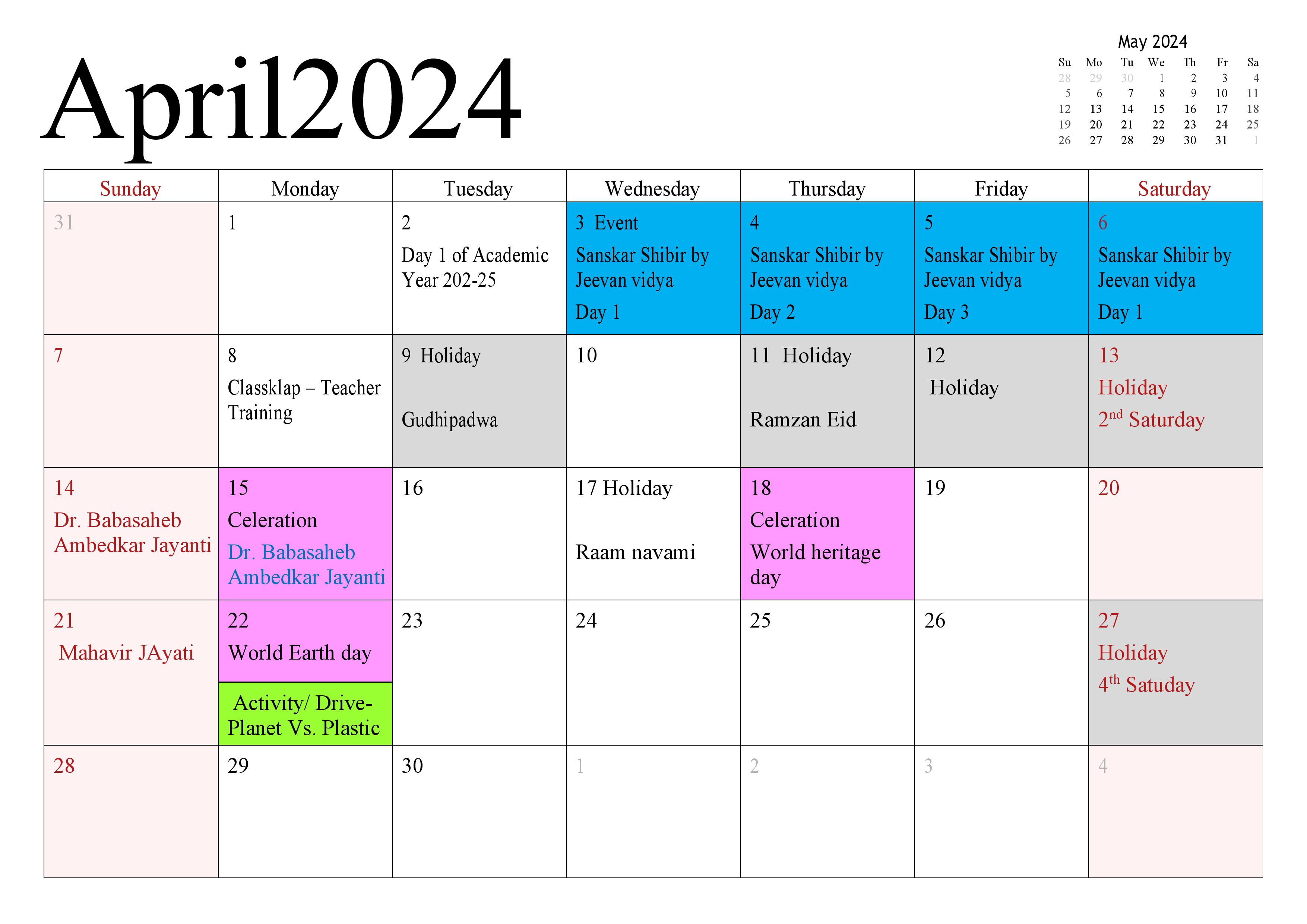 April 2024 Calendar